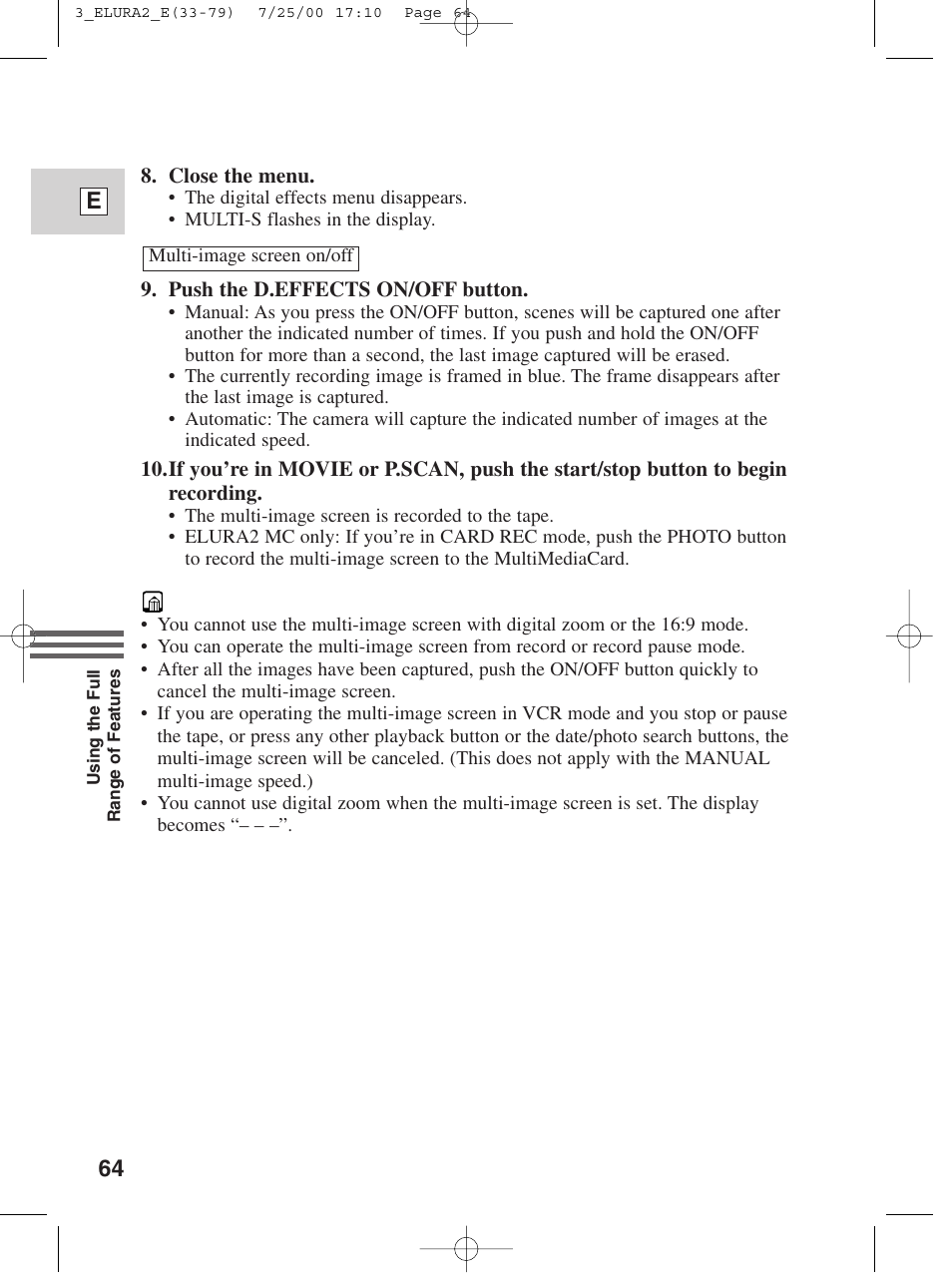 64 e | Canon Elura 2 MC User Manual | Page 64 / 147