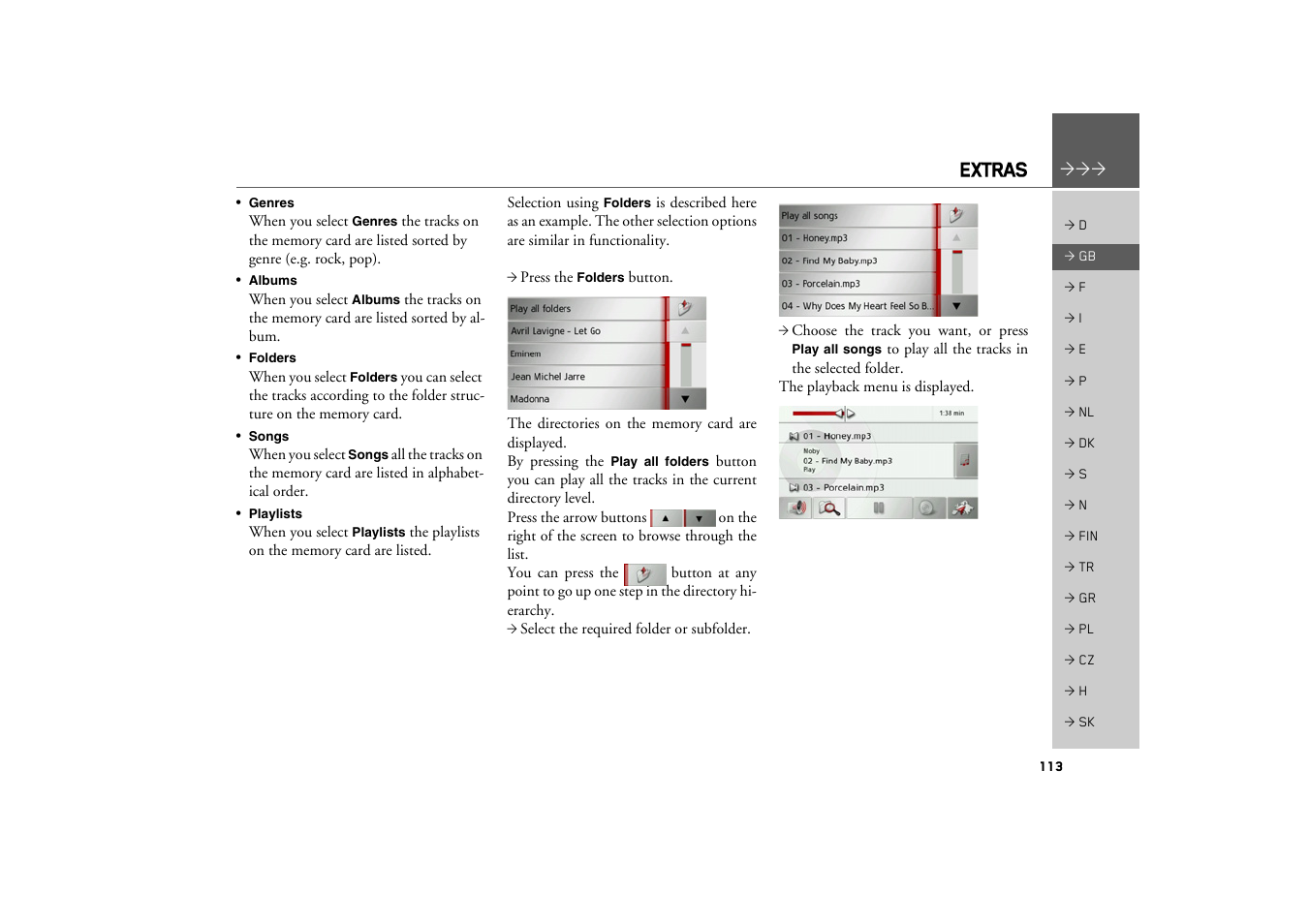 Extras | Becker TRAFFIC ASSIST PRO Z302 User Manual | Page 113 / 138