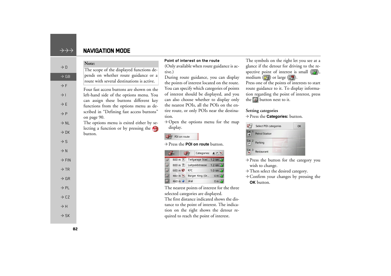 Point of interest on the route, Navigation mode | Becker TRAFFIC ASSIST PRO Z302 User Manual | Page 82 / 138