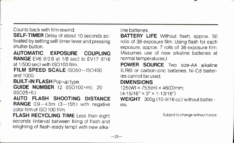 Special subjects | Canon AF35MII User Manual | Page 25 / 41