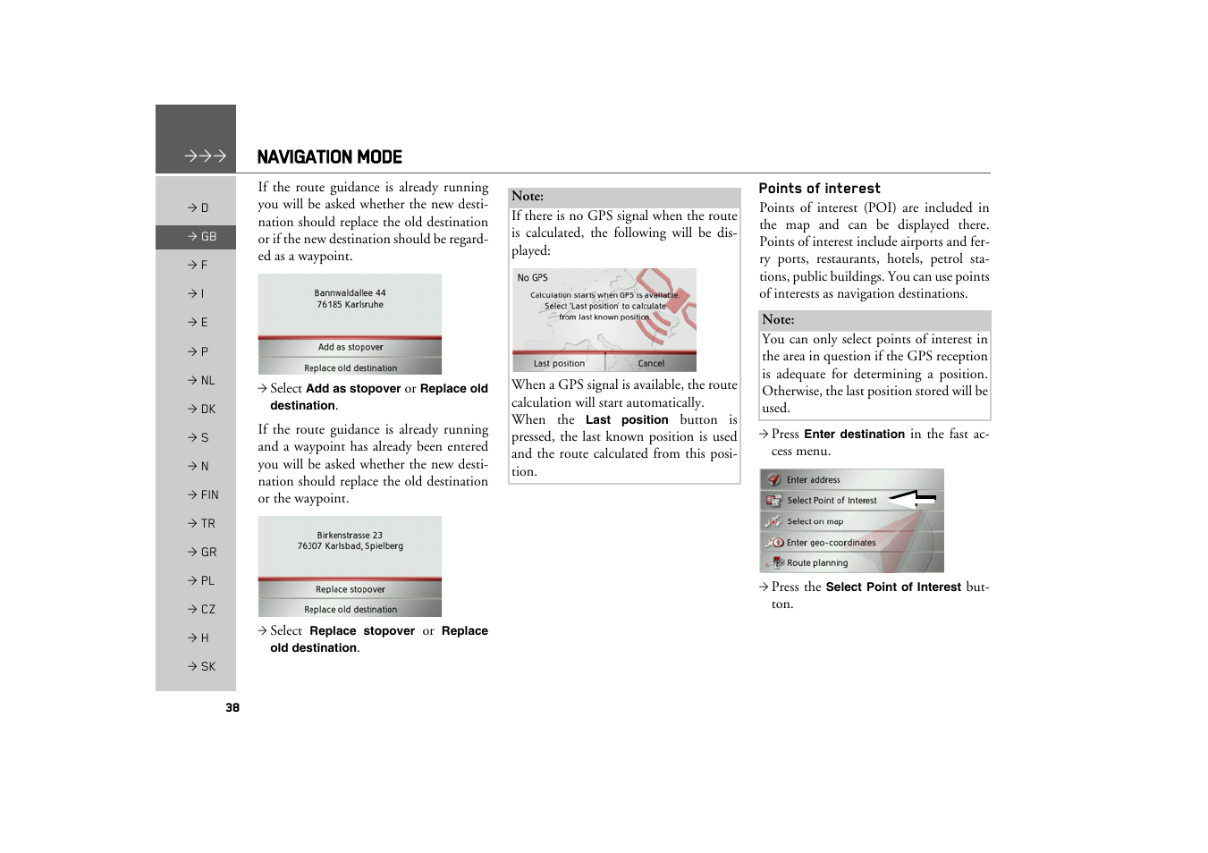 Points of interest, Navigation mode | Becker TRAFFIC ASSIST Z100 Crocodile User Manual | Page 38 / 99