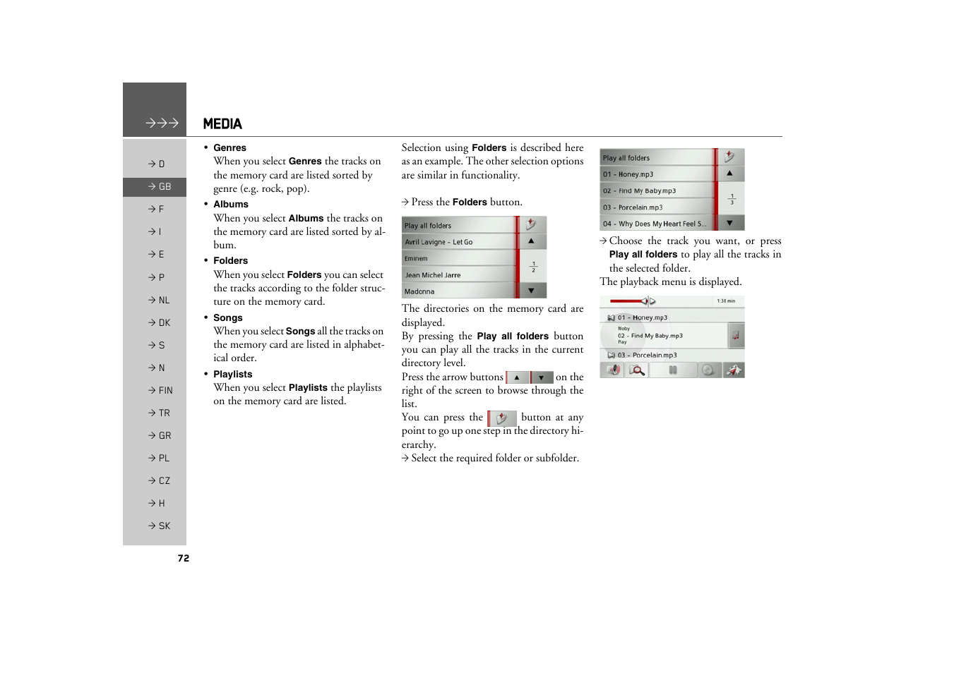 Media | Becker TRAFFIC ASSIST Z100 Crocodile User Manual | Page 72 / 99