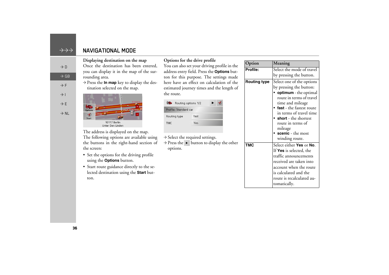 Navigational mode | Becker TRAFFIC ASSIST Z101 User Manual | Page 36 / 68