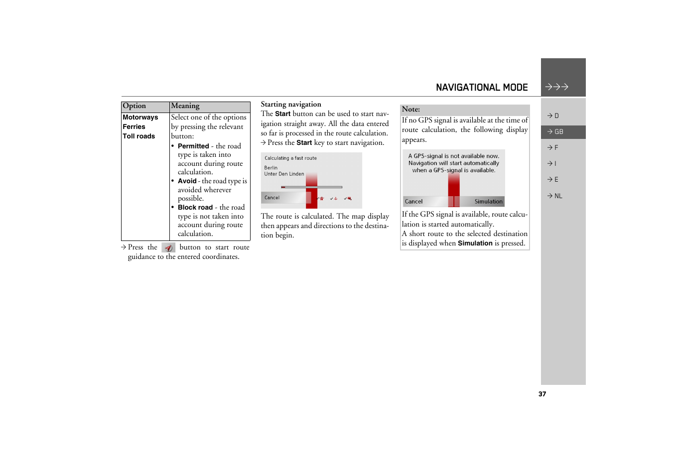 Navigational mode | Becker TRAFFIC ASSIST Z101 User Manual | Page 37 / 68