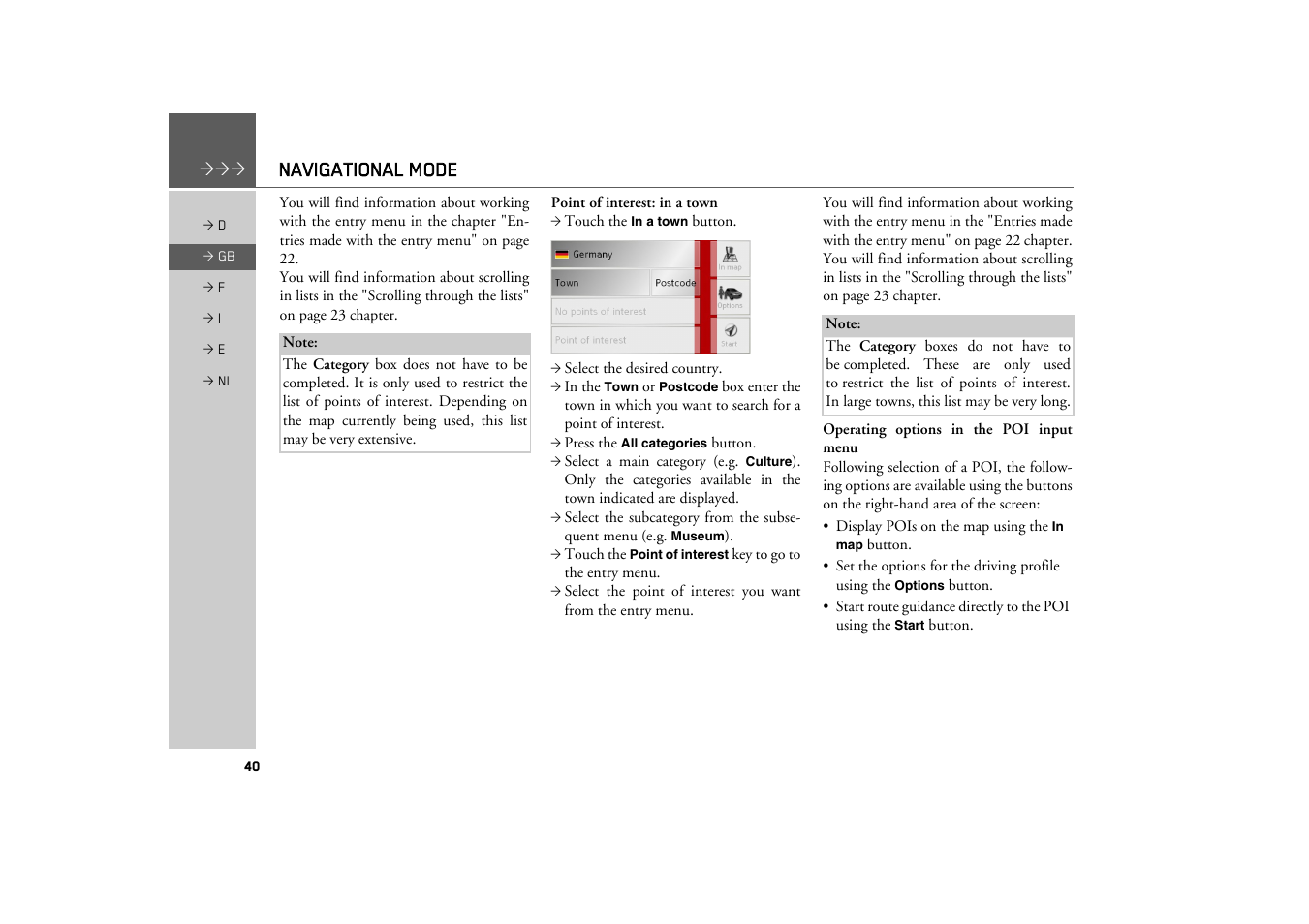 Navigational mode | Becker TRAFFIC ASSIST Z101 User Manual | Page 40 / 68