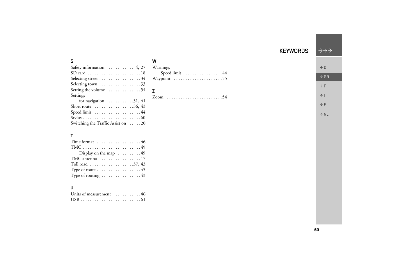 Becker TRAFFIC ASSIST Z101 User Manual | Page 63 / 68