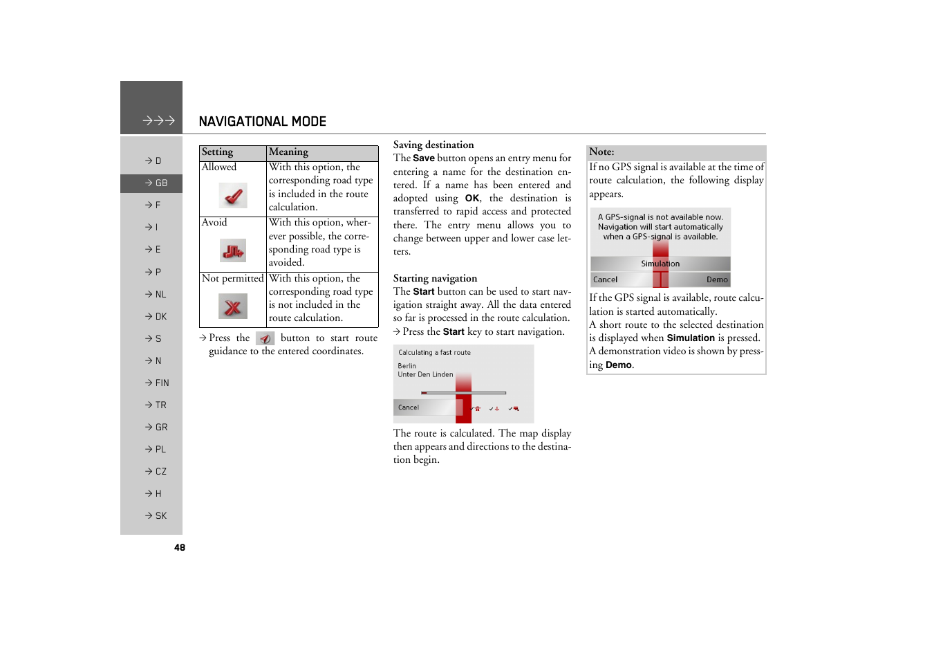 Navigational mode | Becker TRAFFIC ASSIST Z200 User Manual | Page 48 / 117