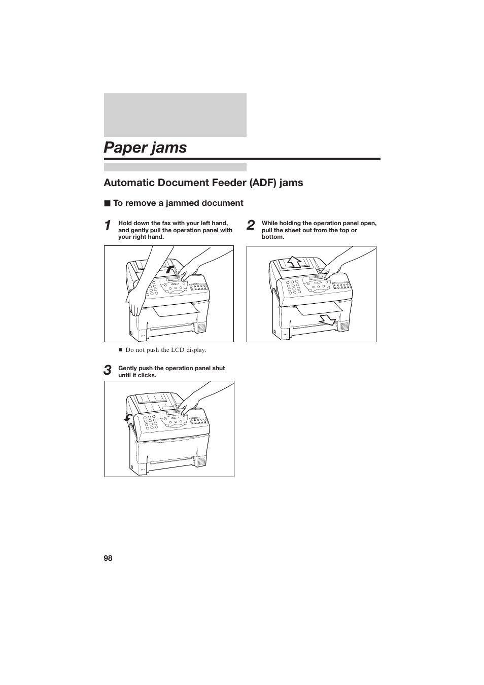 Paper jams | Canon B150 User Manual | Page 110 / 138