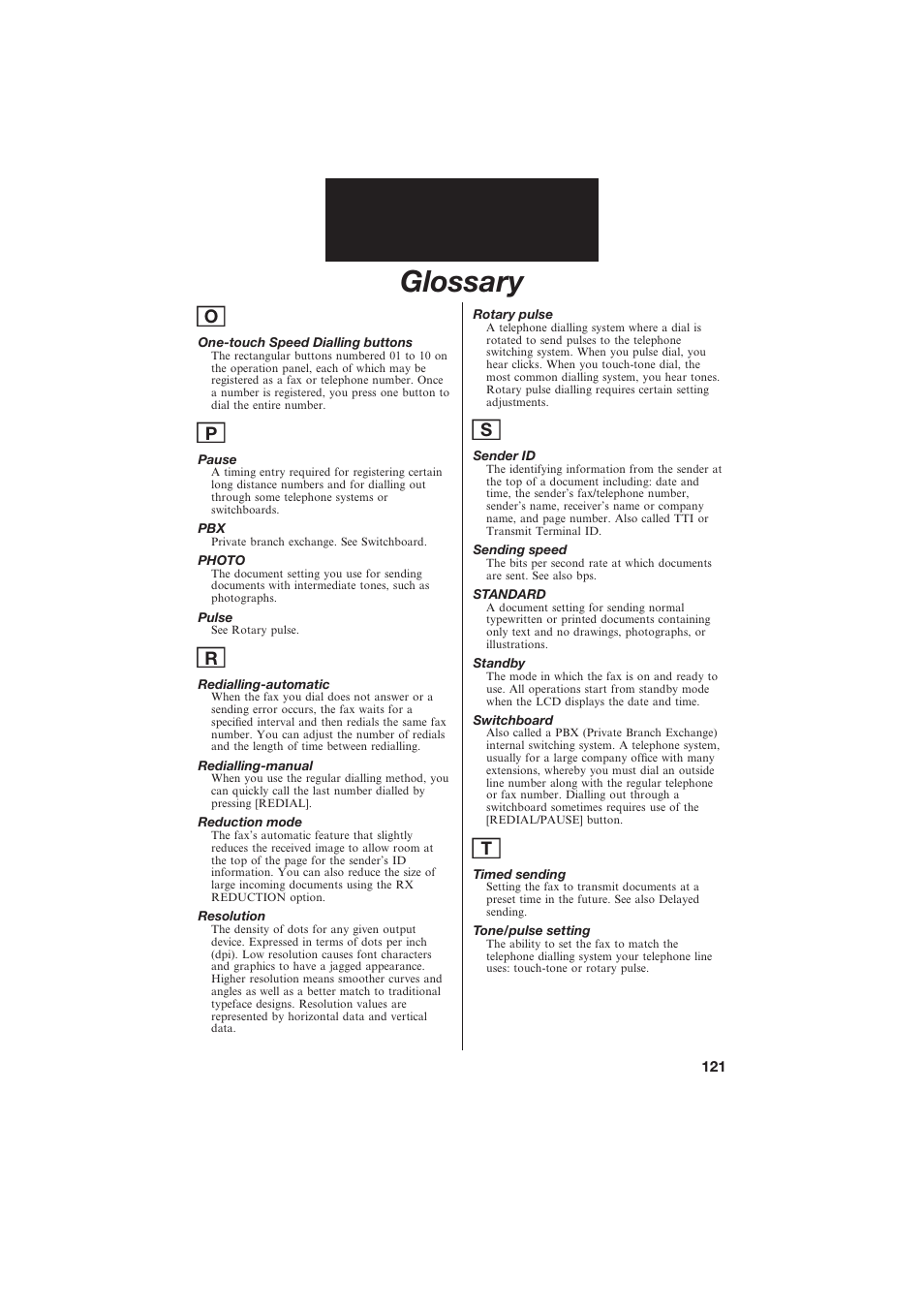 Glossary | Canon B150 User Manual | Page 133 / 138