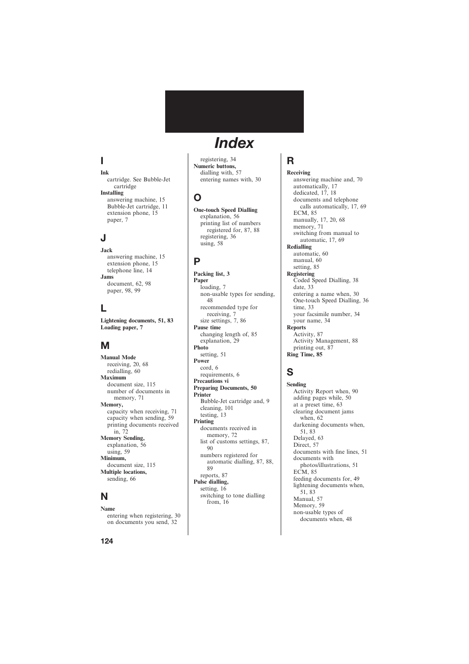 Index | Canon B150 User Manual | Page 136 / 138