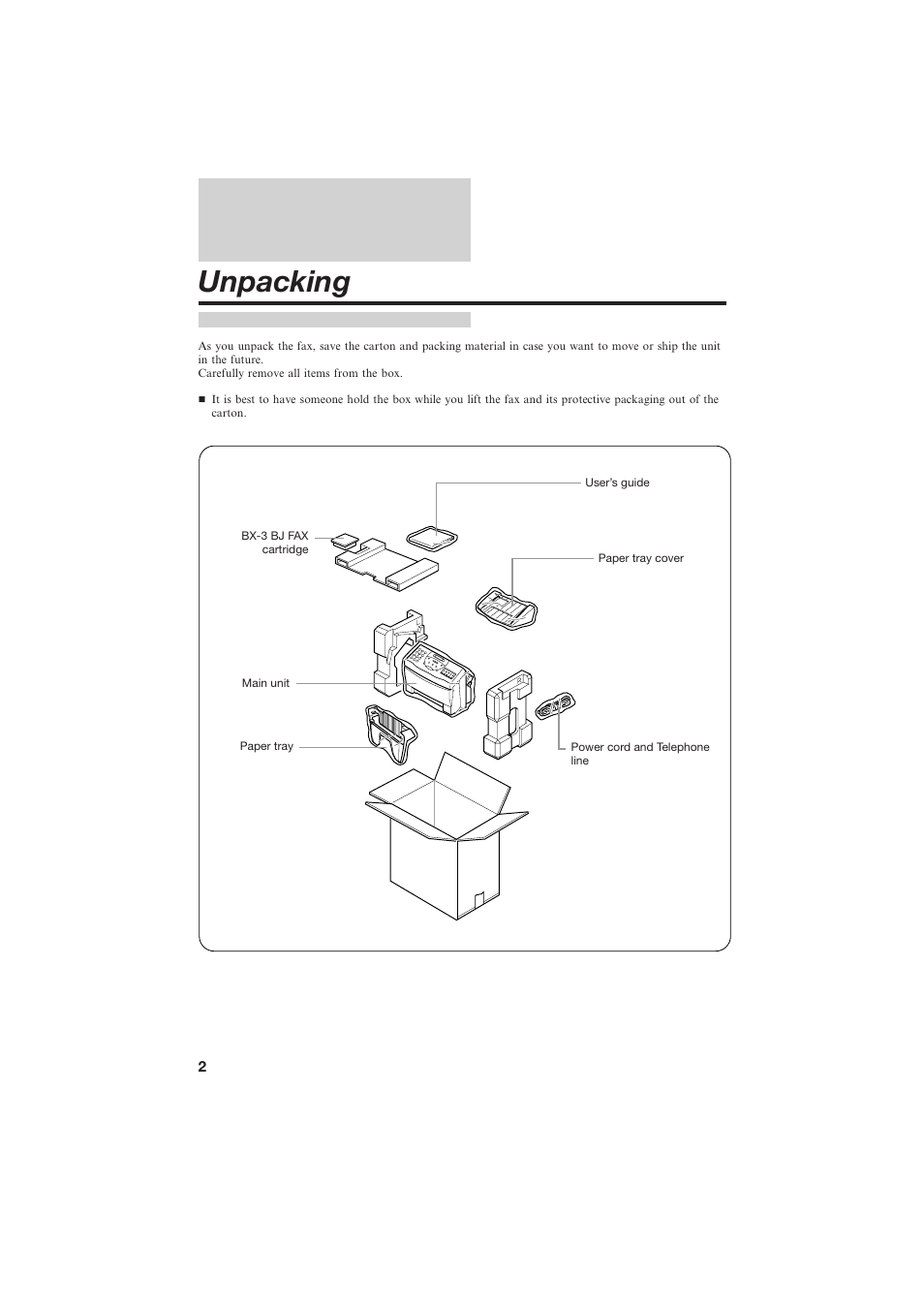 Unpacking | Canon B150 User Manual | Page 14 / 138