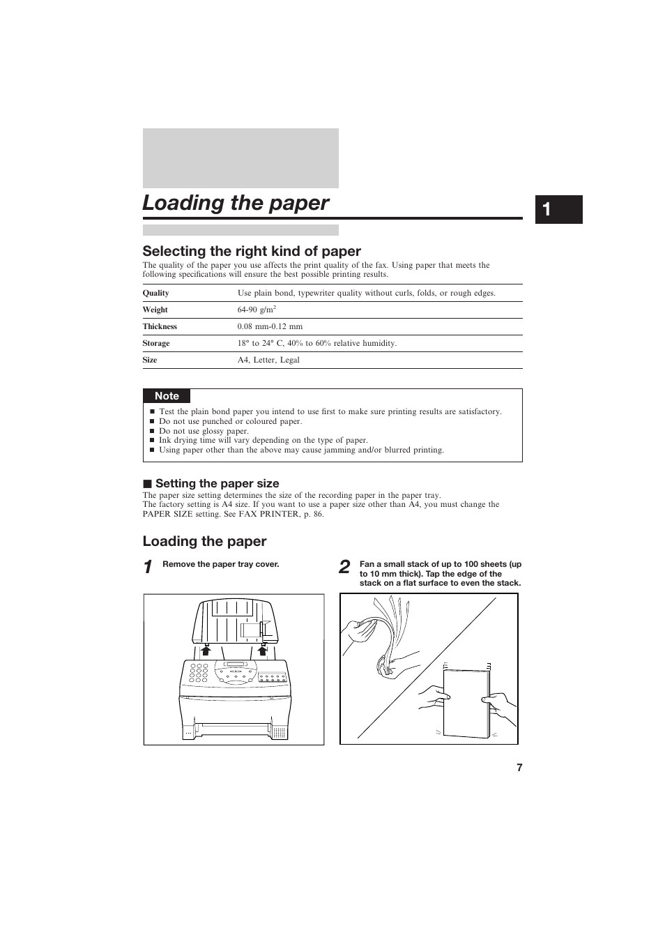 Loading the paper | Canon B150 User Manual | Page 19 / 138