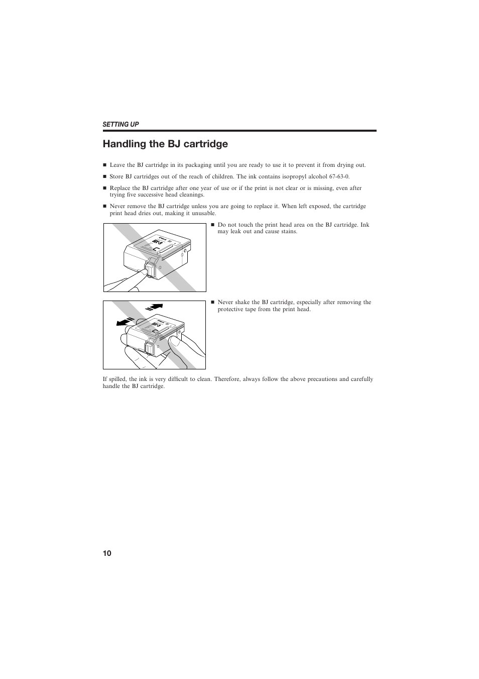 Handling the bj cartridge | Canon B150 User Manual | Page 22 / 138