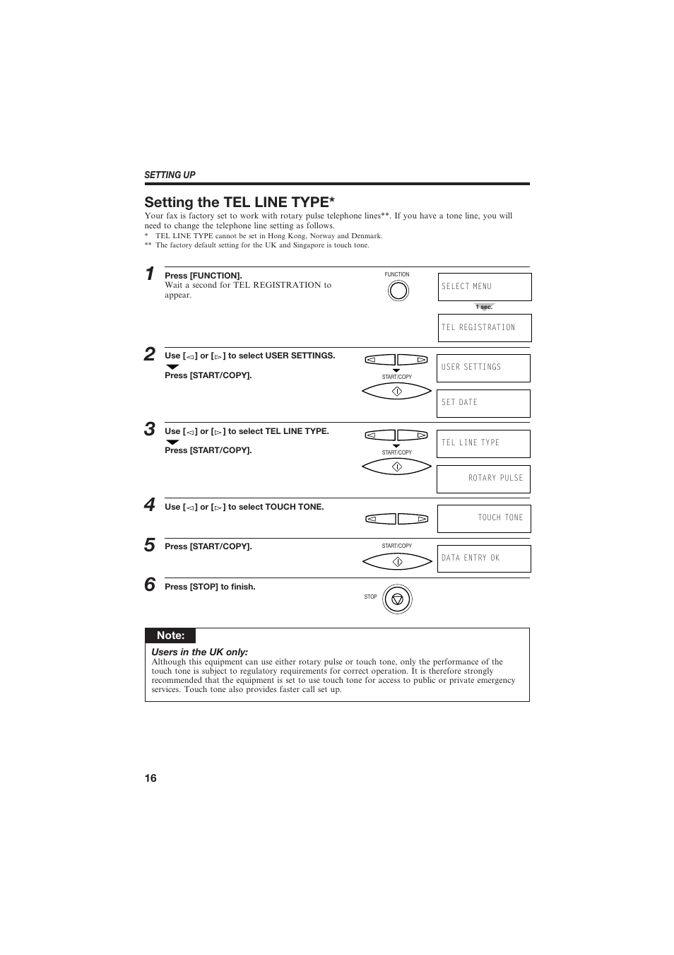 Setting the tel line type | Canon B150 User Manual | Page 28 / 138