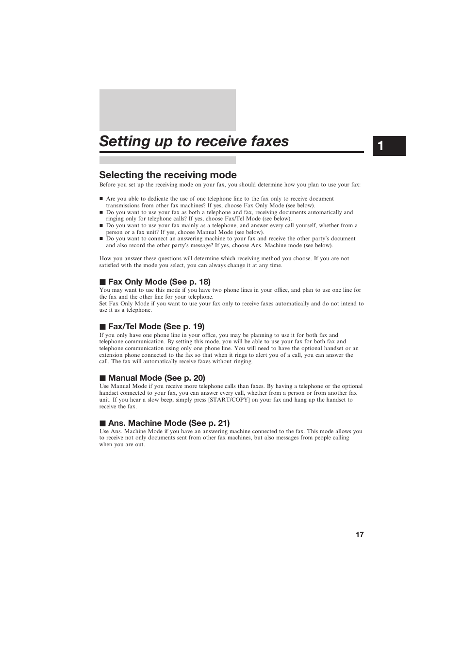 Setting up to receive faxes | Canon B150 User Manual | Page 29 / 138