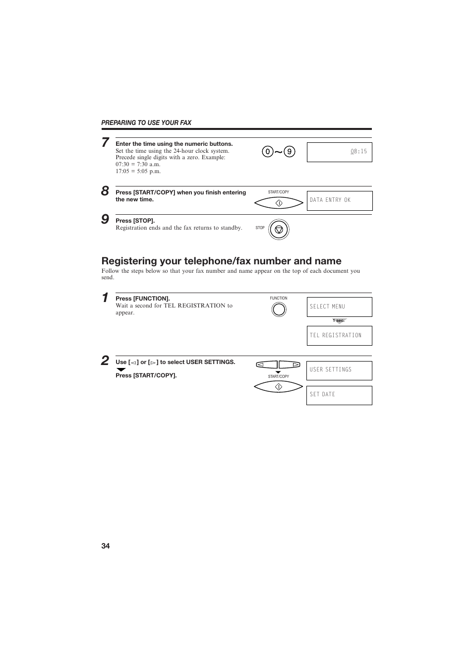 Registering your telephone/fax number and name | Canon B150 User Manual | Page 46 / 138