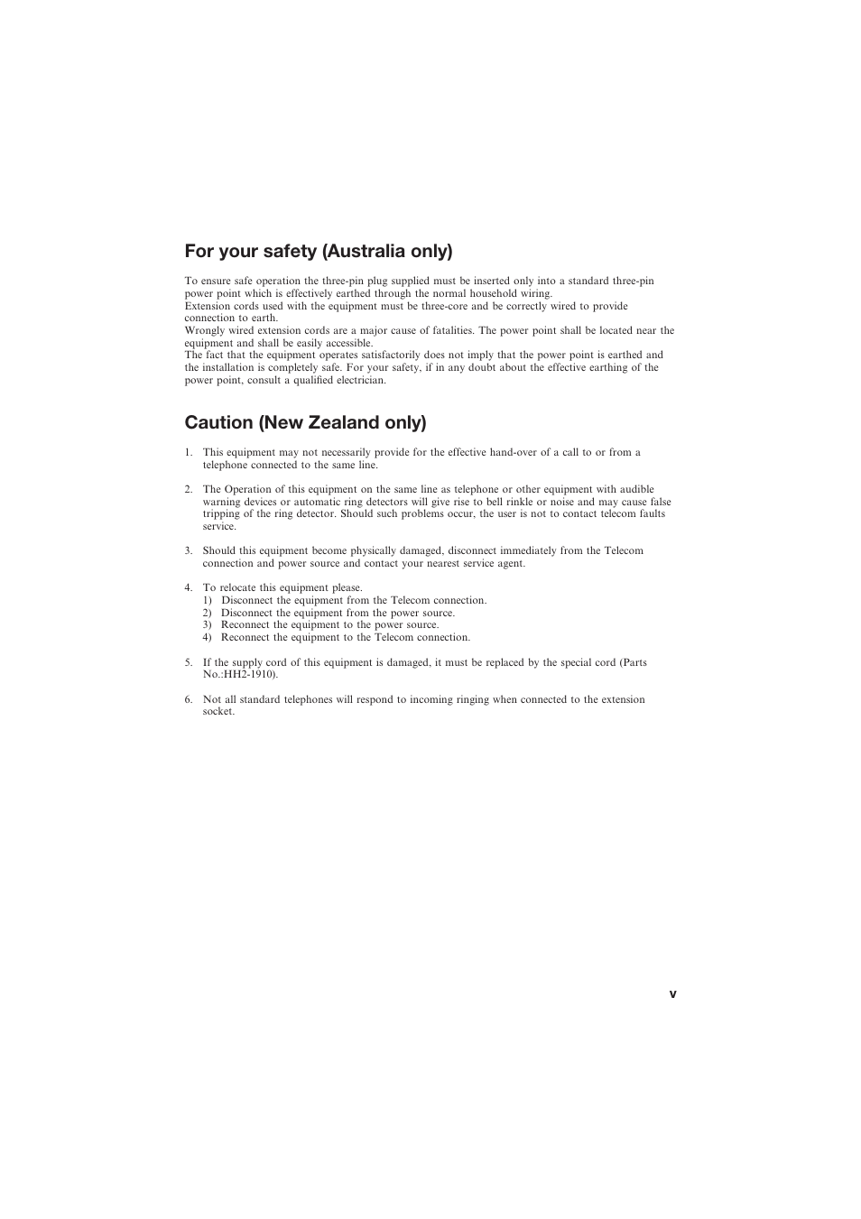 For your safety (australia only), Caution (new zealand only) | Canon B150 User Manual | Page 5 / 138