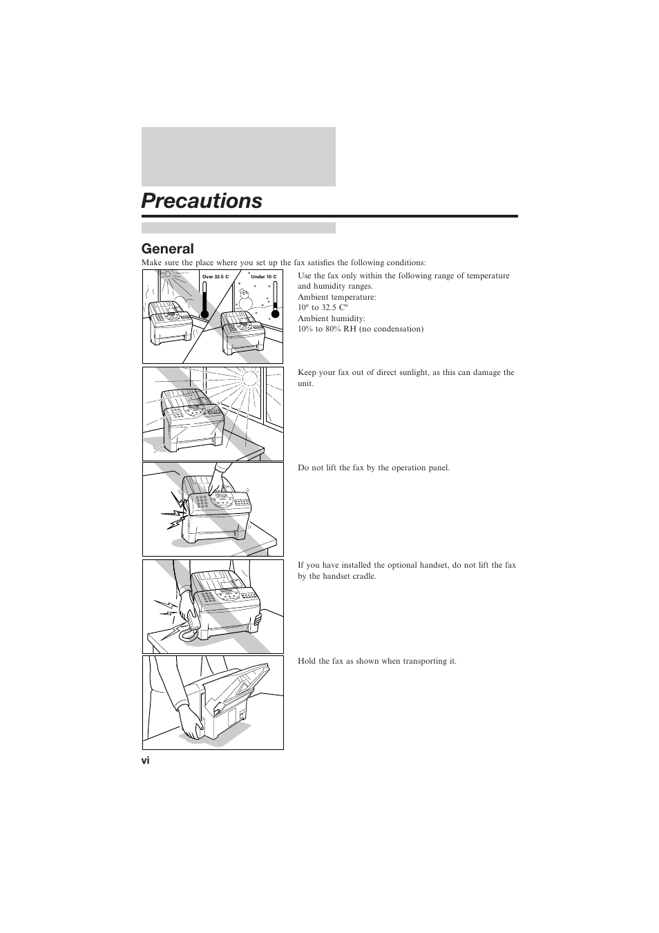 Precautions, General | Canon B150 User Manual | Page 6 / 138