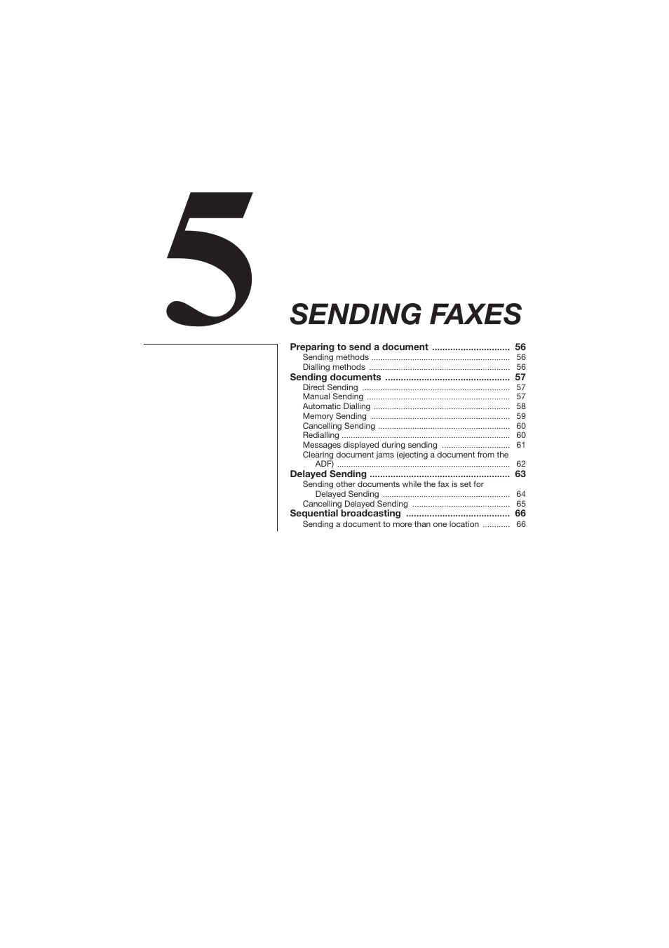 5 sending faxes, Sending faxes | Canon B150 User Manual | Page 67 / 138