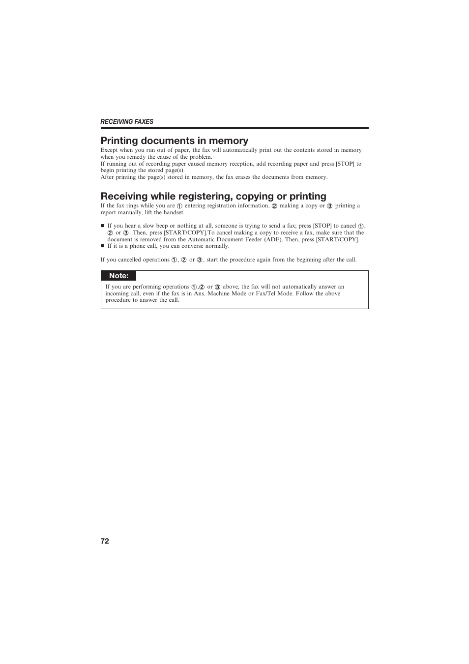 Receiving while registering, copying or printing | Canon B150 User Manual | Page 84 / 138