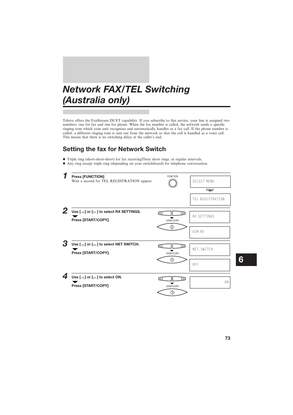 Network fax/tel switching (australia only) | Canon B150 User Manual | Page 85 / 138