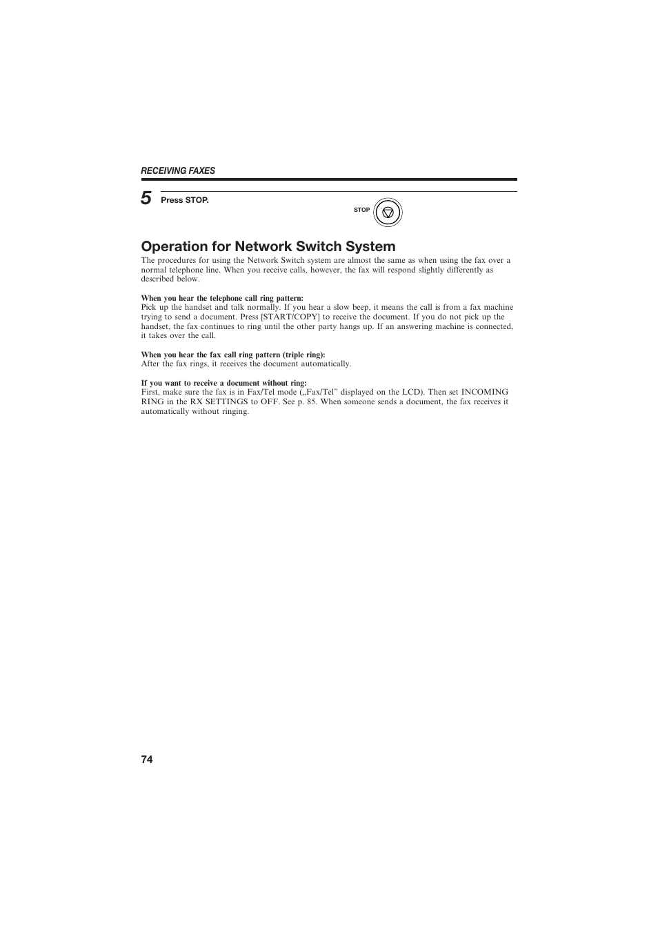 Operation for network switch system | Canon B150 User Manual | Page 86 / 138