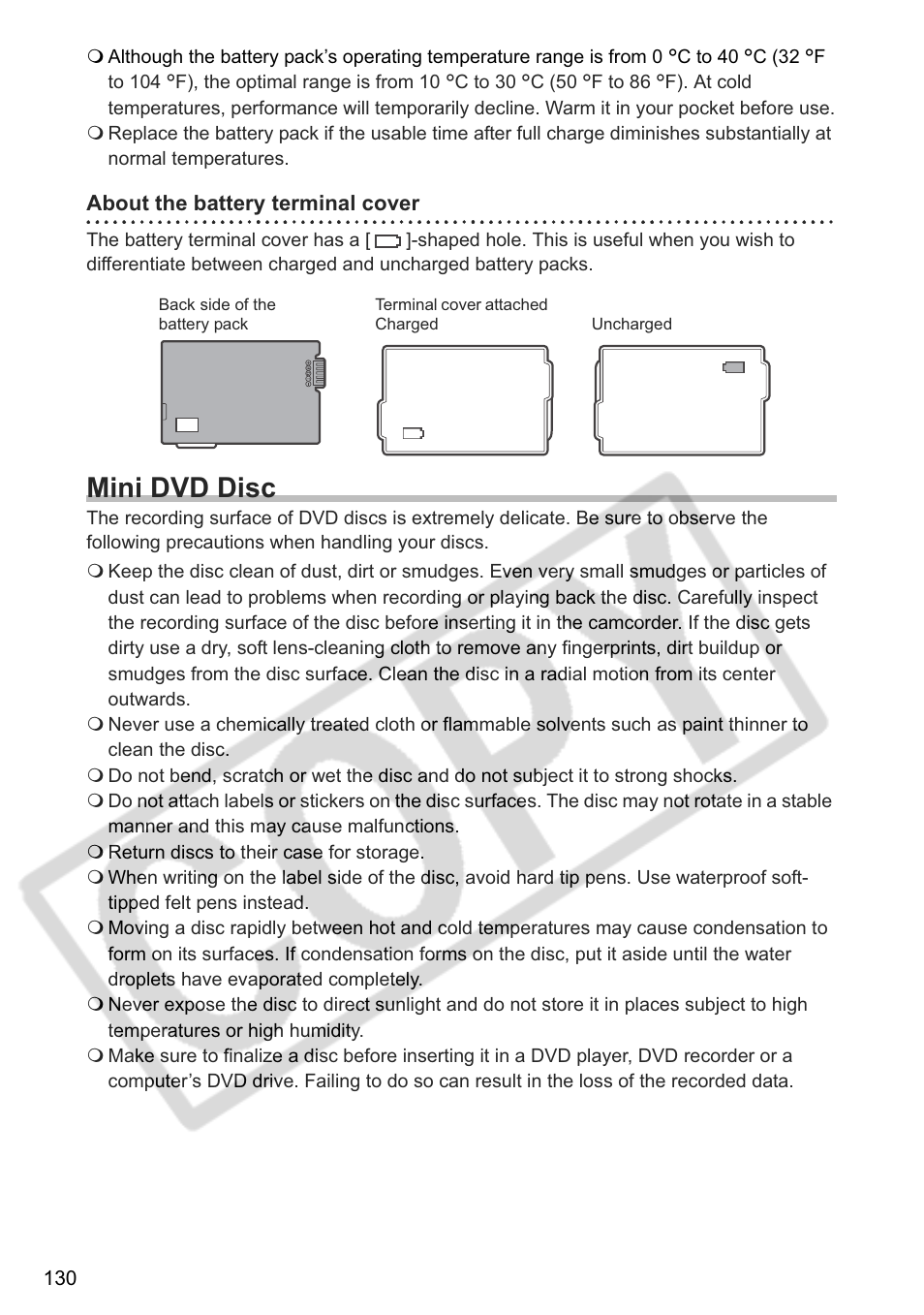 Mini dvd disc | Canon DC 40 User Manual | Page 130 / 144