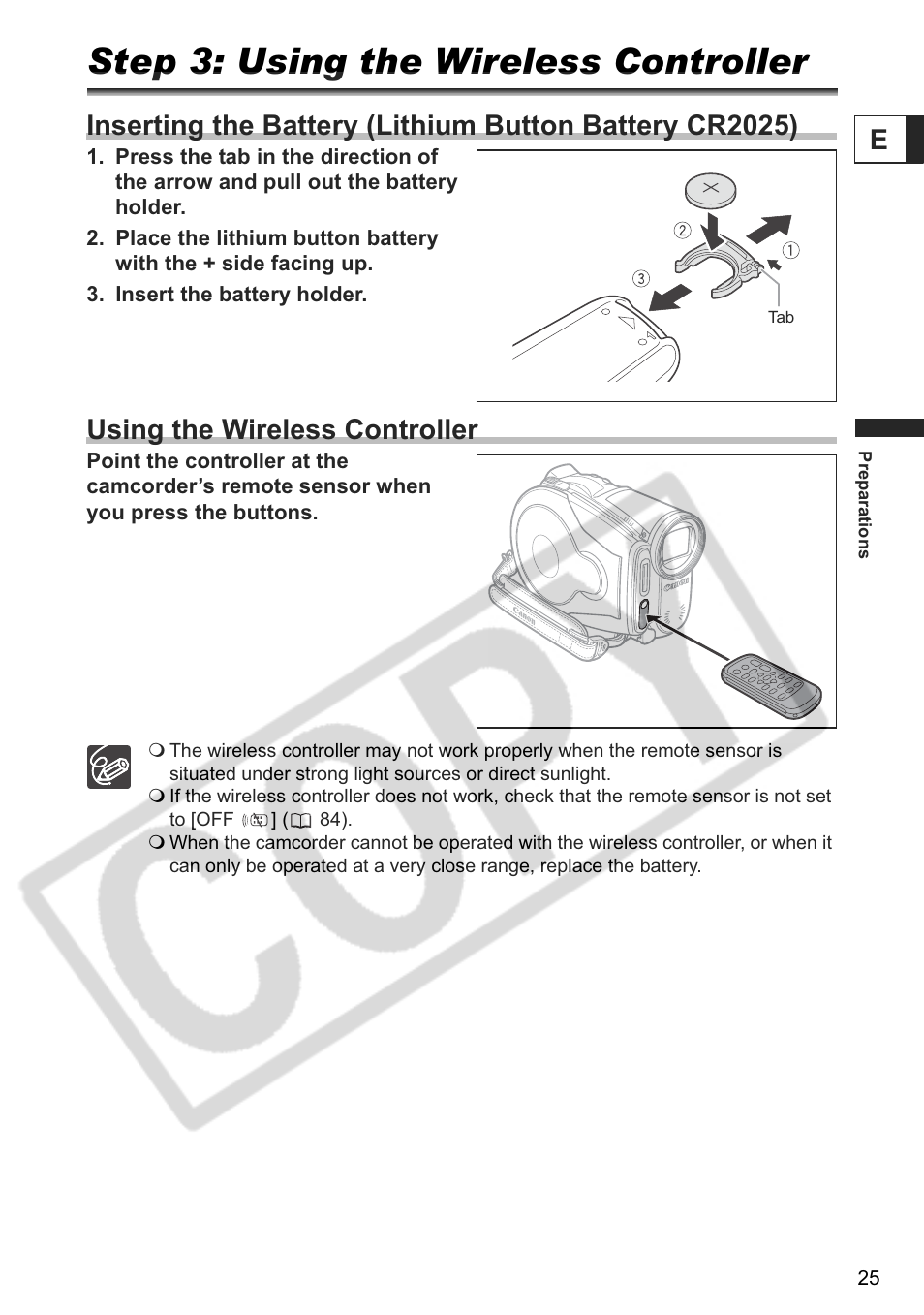 Step 3: using the wireless controller, Using the wireless controller | Canon DC 40 User Manual | Page 25 / 144