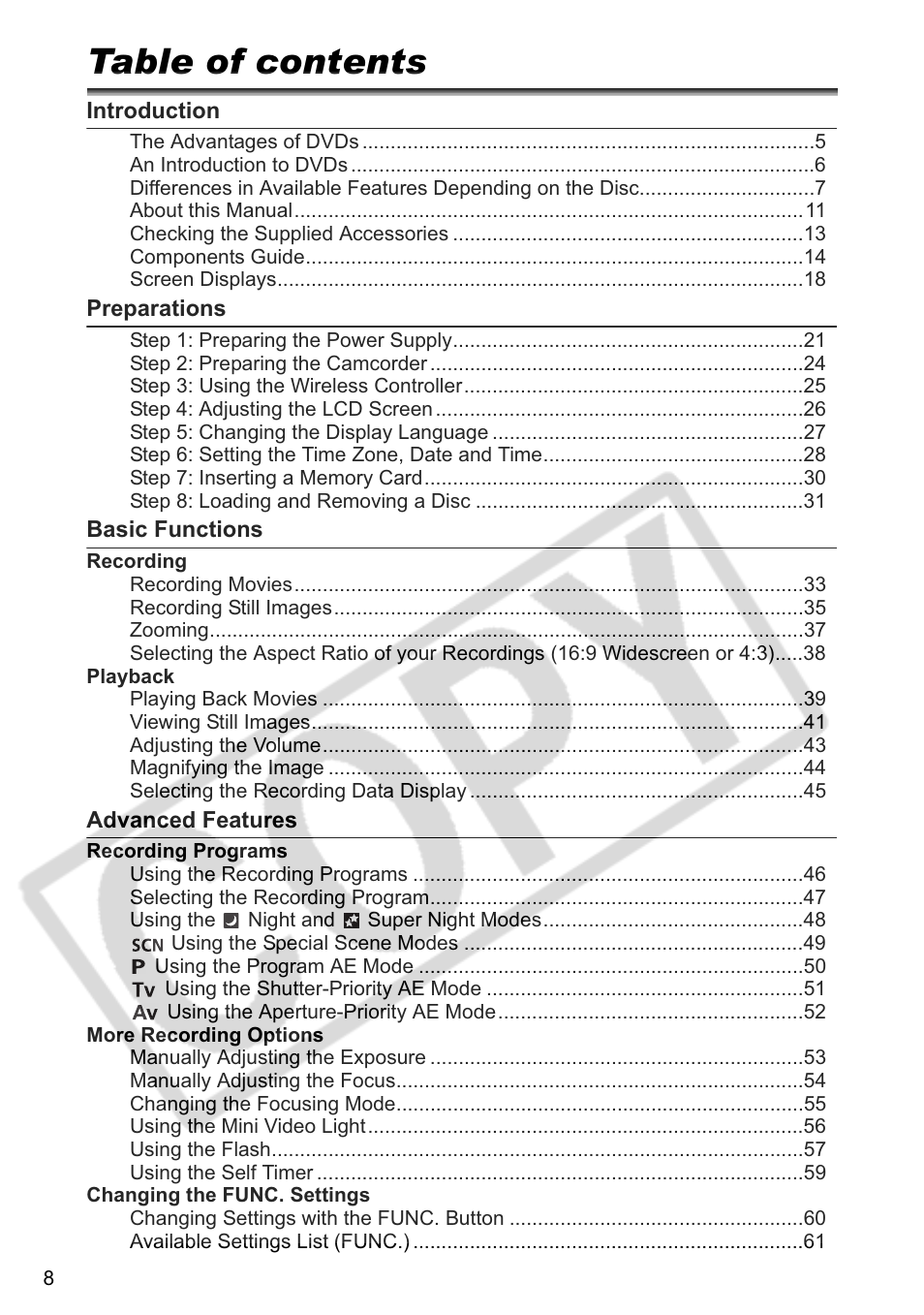 Canon DC 40 User Manual | Page 8 / 144