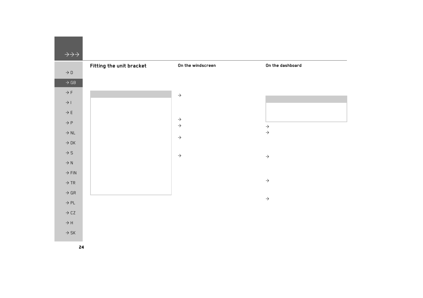 Fitting the unit bracket, On the windscreen, On the dashboard | Becker TRAFFIC ASSIST 7926 User Manual | Page 24 / 92