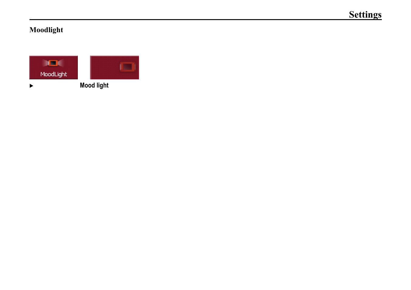 Moodlight, 6hwwlqjv | Becker TRAFFIC ASSIST 7914 User Manual | Page 67 / 74