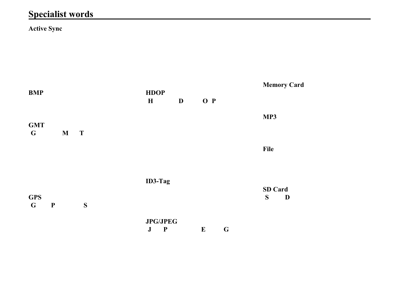 Specialist words, 6shfldolvw zrugv | Becker TRAFFIC ASSIST 7914 User Manual | Page 68 / 74