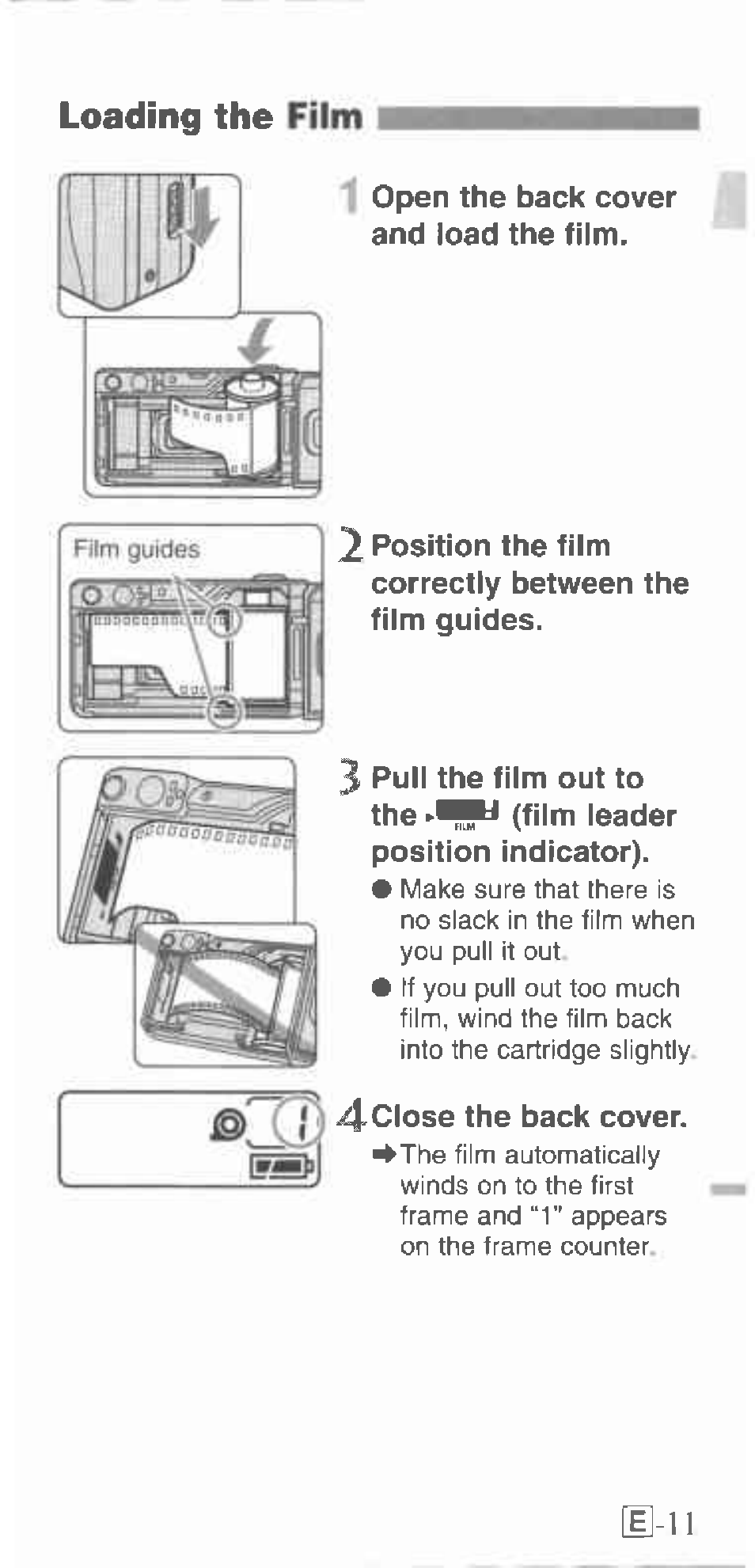Loading the film | Canon 130U User Manual | Page 11 / 39
