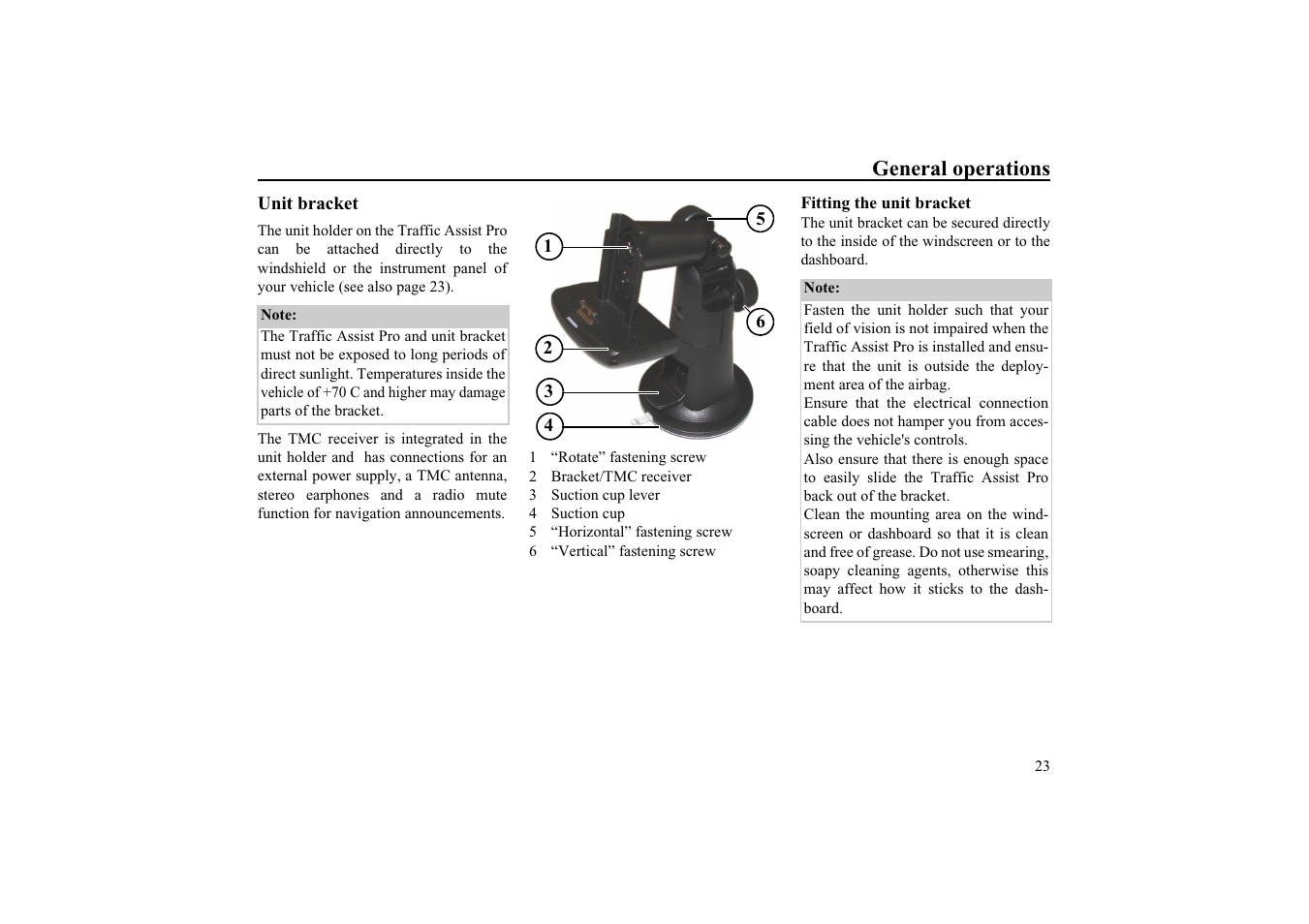 Unit bracket, Fitting the unit bracket | Becker EDITION TRAFFIC ASSIST PRO 7929 TMC User Manual | Page 23 / 84