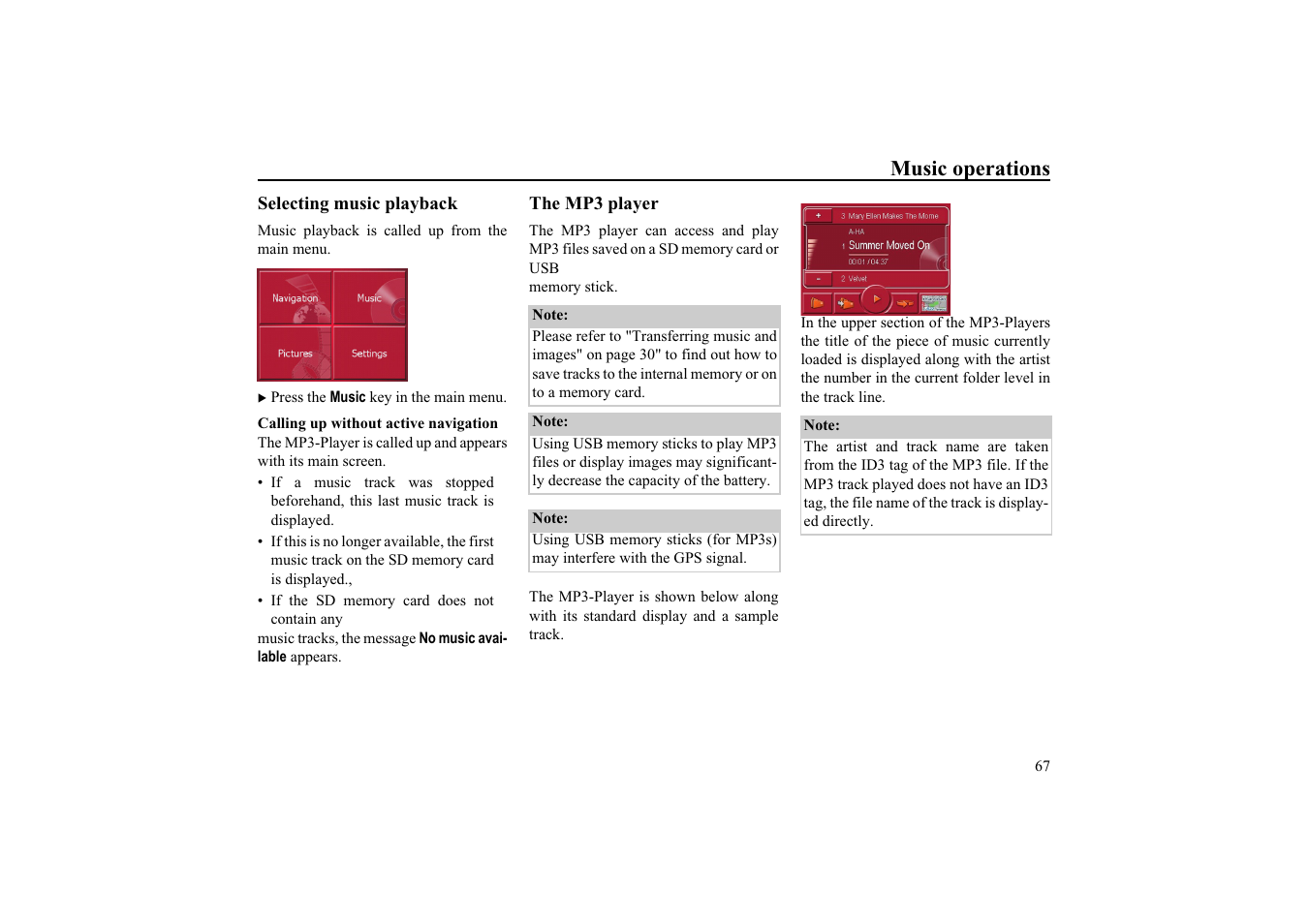 Music operations, Selecting music playback, The mp3 player | Becker EDITION TRAFFIC ASSIST PRO 7929 TMC User Manual | Page 67 / 84