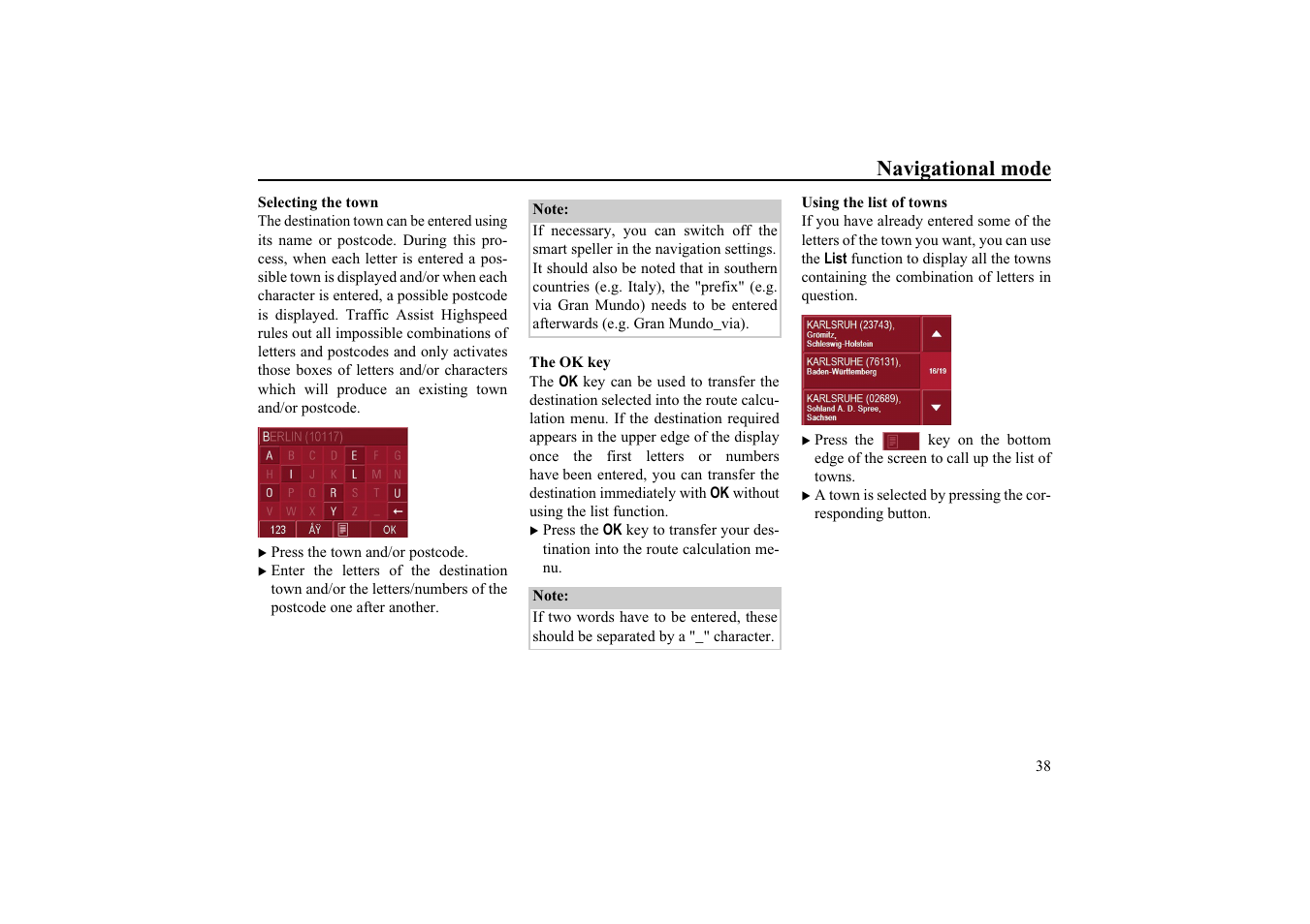 Navigational mode | Becker TRAFFIC ASSIST HIGHSPEED 7934 User Manual | Page 39 / 85