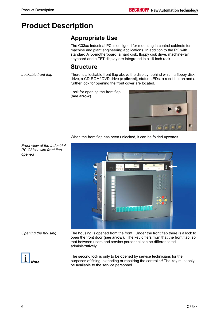 Product description, Appropriate use, Structure | BECKHOFF C33xx User Manual | Page 8 / 29