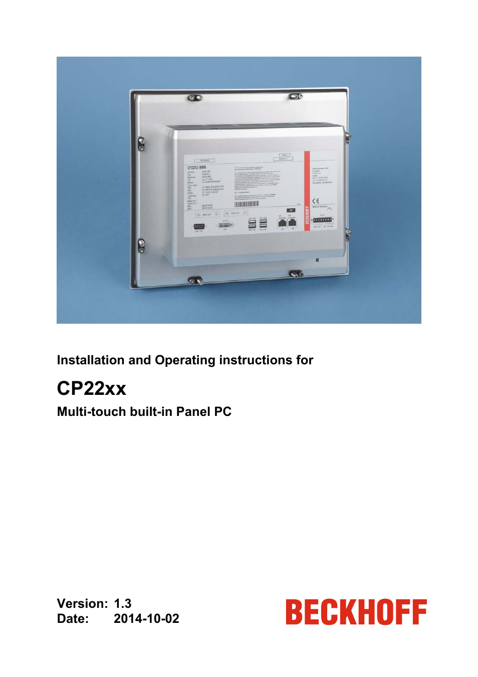 BECKHOFF CP22xx User Manual | 32 pages