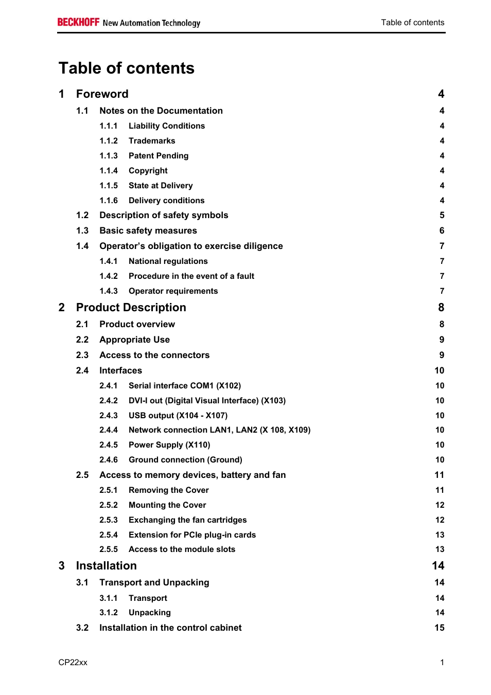 BECKHOFF CP22xx User Manual | Page 3 / 32