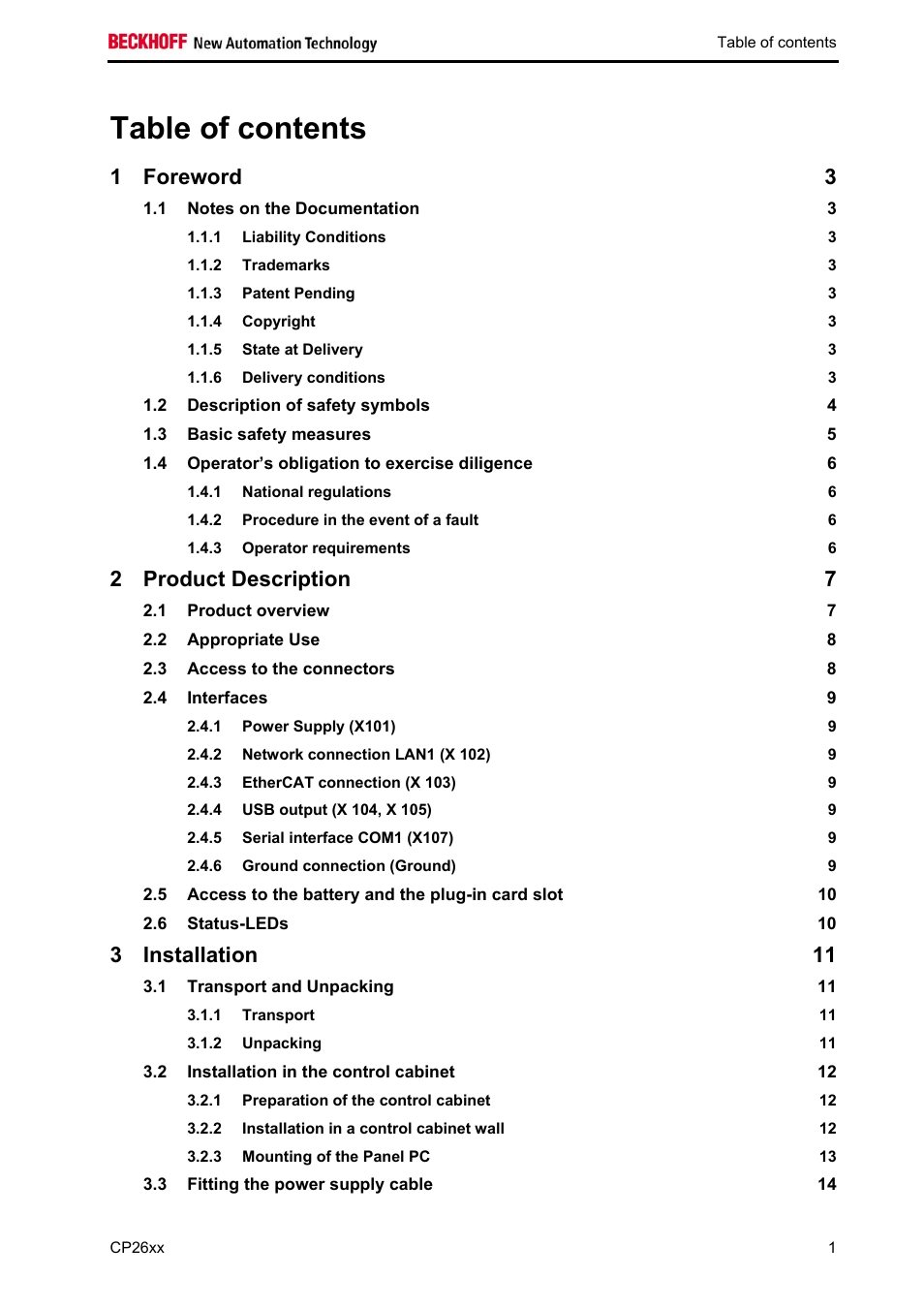 BECKHOFF CP26xx User Manual | Page 3 / 24