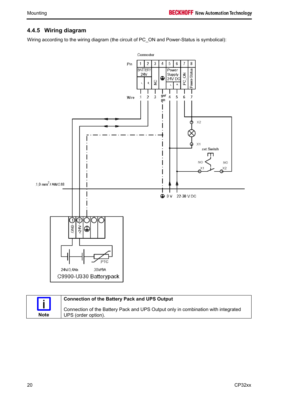 Wiring diagram, 5 wiring diagram | BECKHOFF CP32xx User Manual | Page 22 / 31