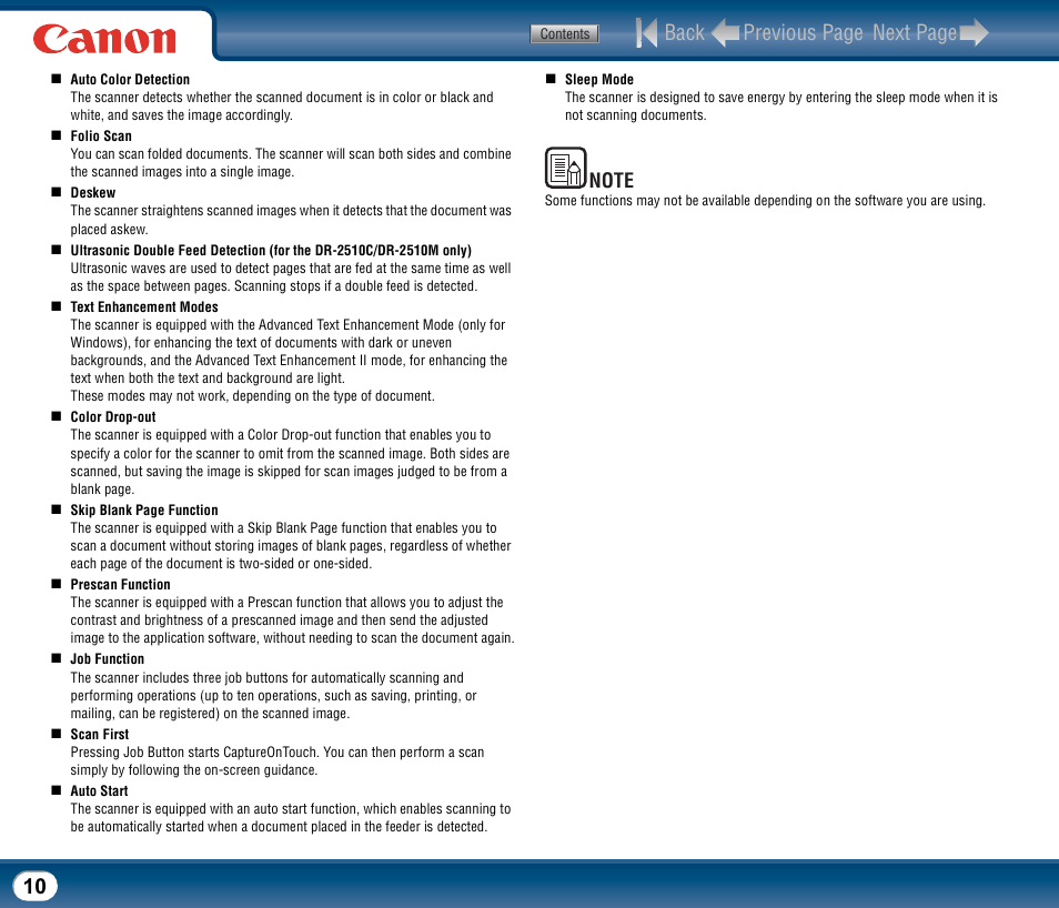 Back previous page next page | Canon DR-2510M User Manual | Page 10 / 118