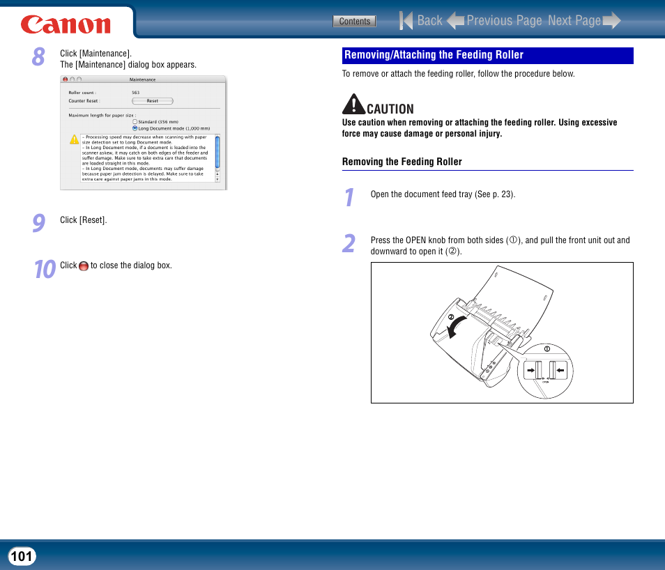 Removing/attaching the feeding roller, P.101), R (see p. 101 | Canon DR-2510M User Manual | Page 101 / 118