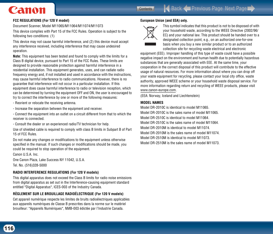 Back previous page next page | Canon DR-2510M User Manual | Page 116 / 118