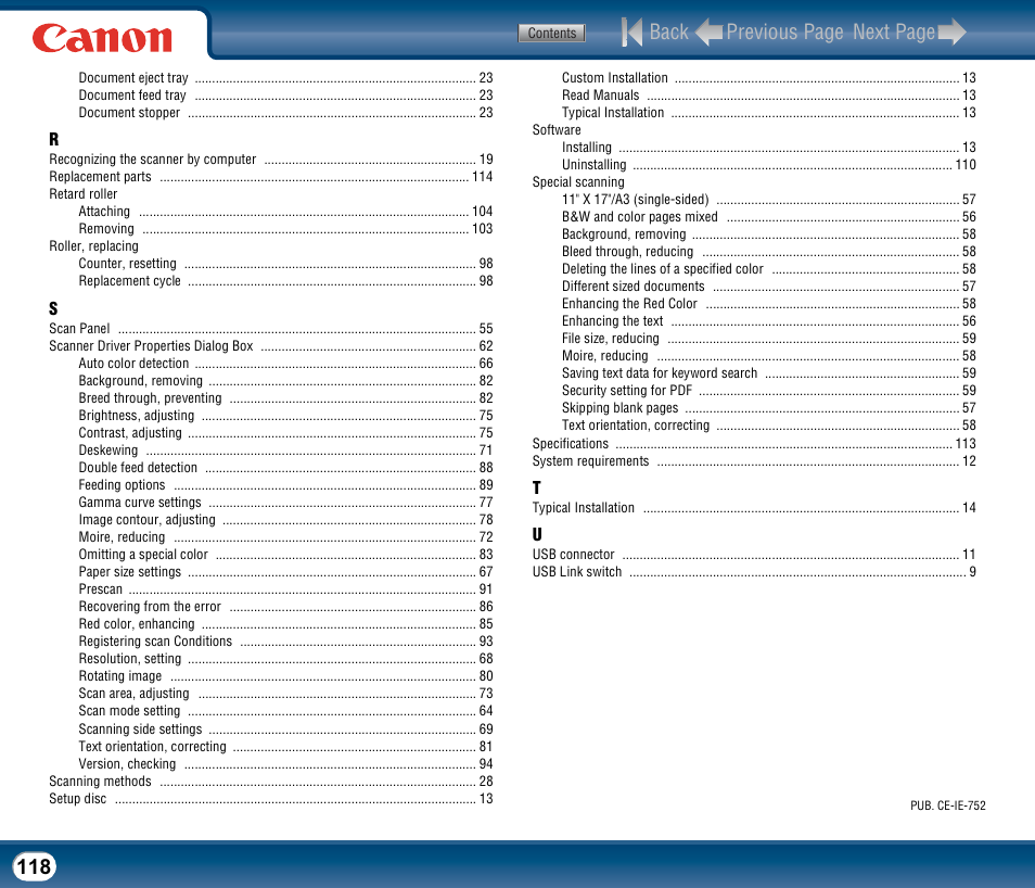 Back previous page next page | Canon DR-2510M User Manual | Page 118 / 118