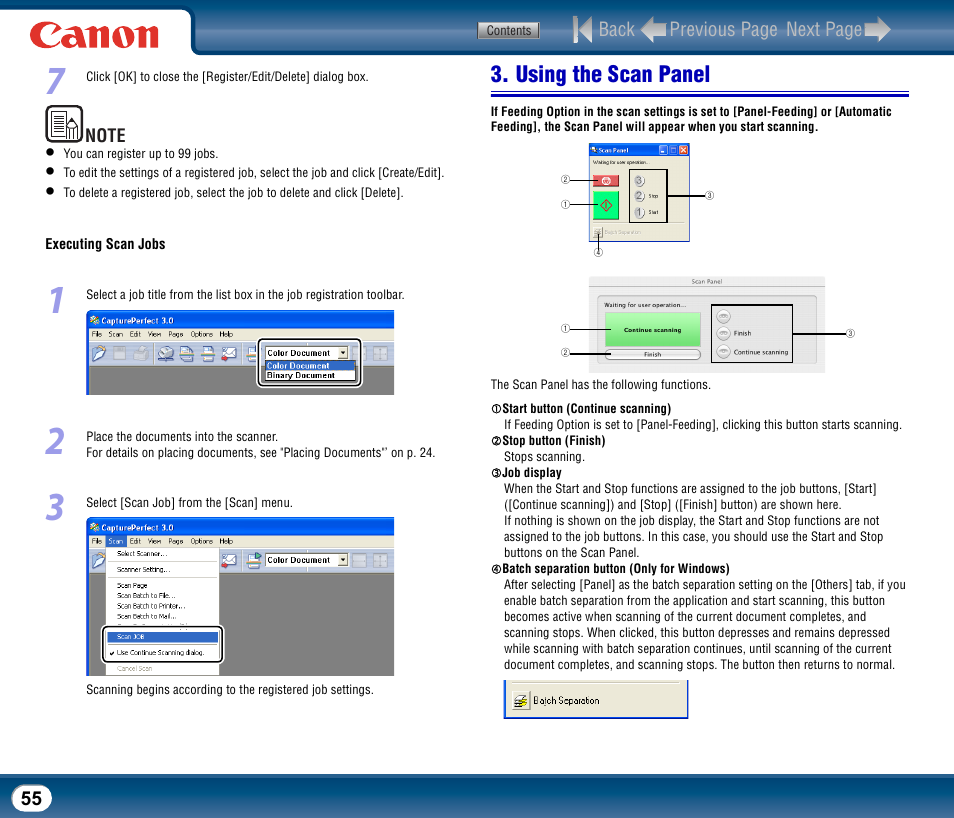 Using the scan panel | Canon DR-2510M User Manual | Page 55 / 118