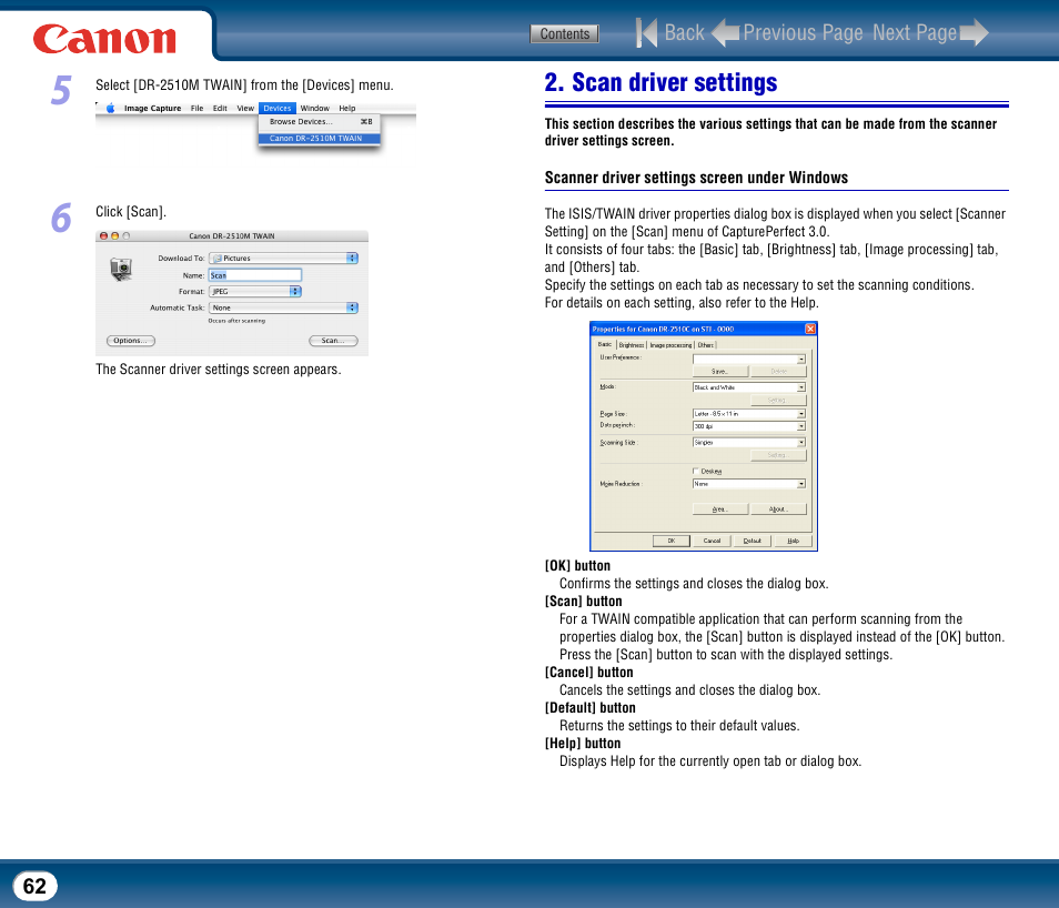 Scan driver settings | Canon DR-2510M User Manual | Page 62 / 118