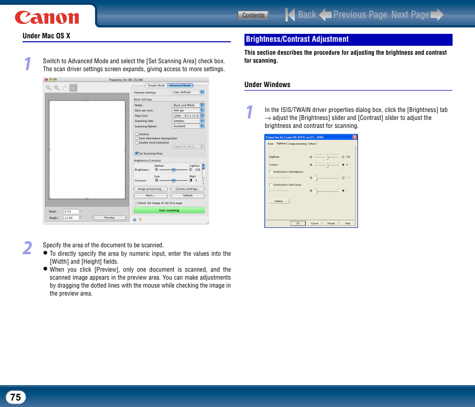 Brightness/contrast adjustment | Canon DR-2510M User Manual | Page 75 / 118