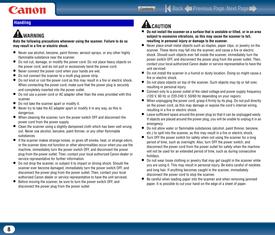 Handling | Canon DR-2510M User Manual | Page 8 / 118
