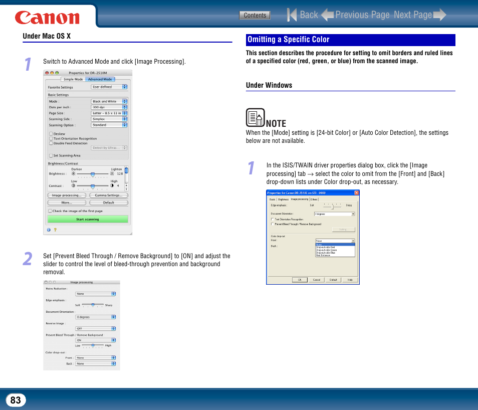 Omitting a specific color | Canon DR-2510M User Manual | Page 83 / 118